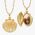 Gold Tone Seashell Locket W/ 18 Chain