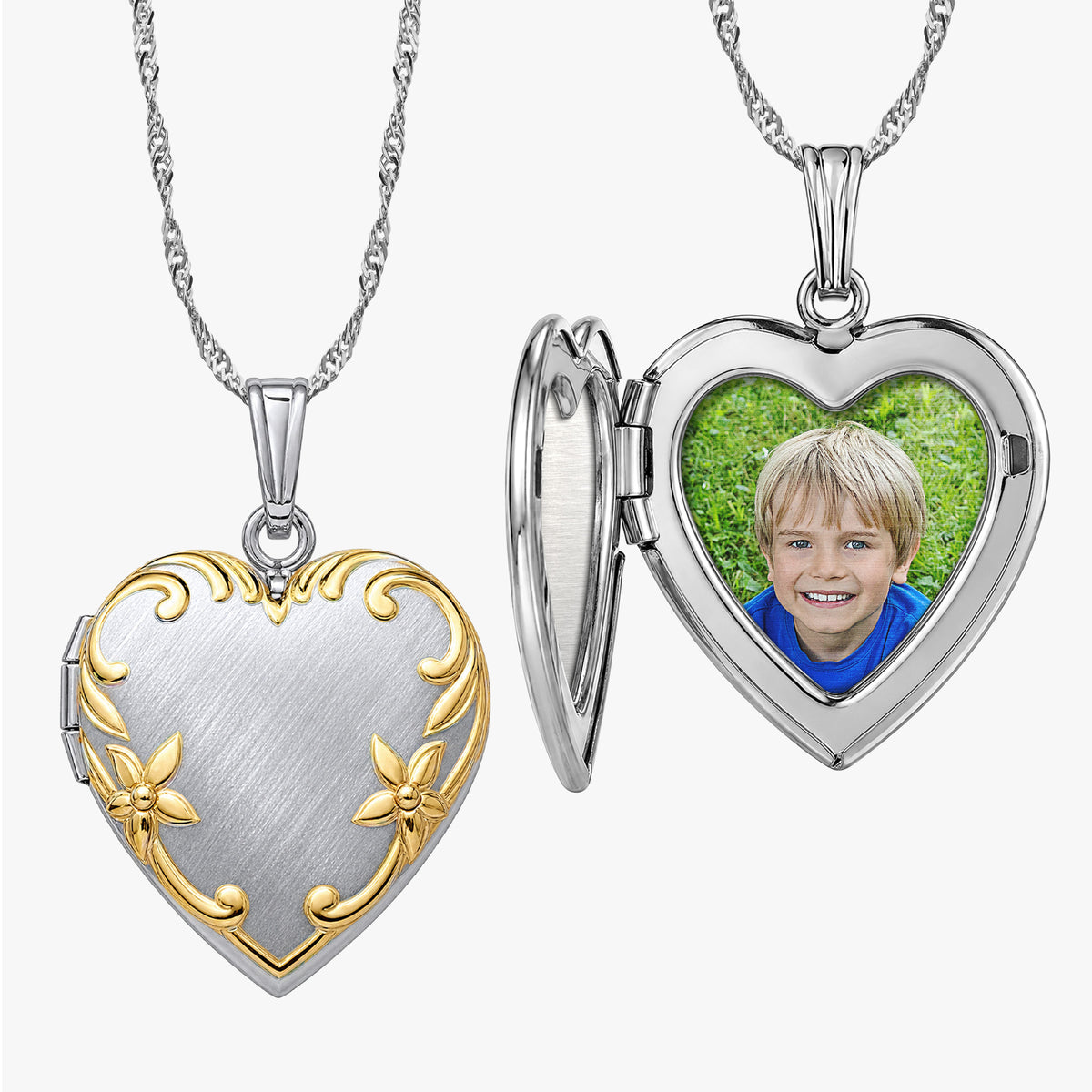 & Gold Tone Heart Photo Locket