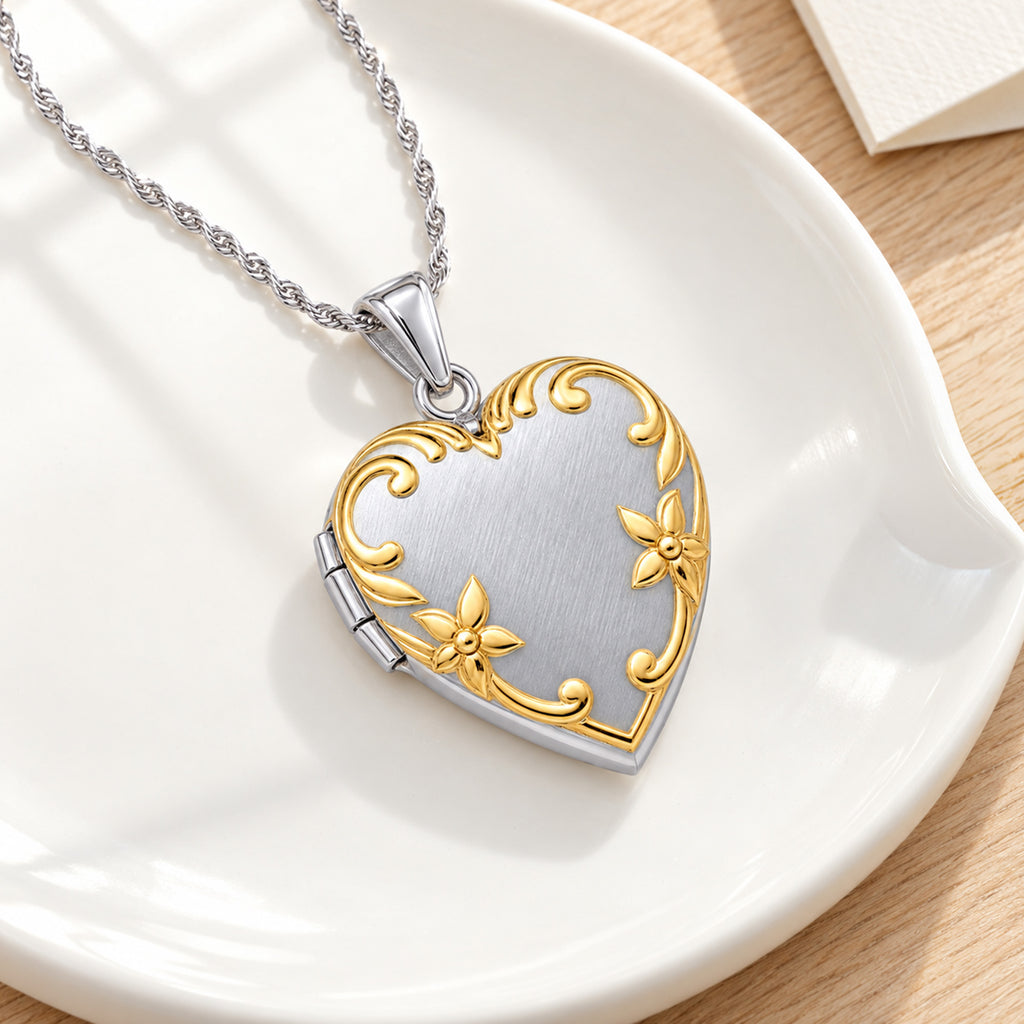 & Gold Tone Heart Photo Locket - lifestyle
