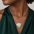 & Gold Tone Heart Photo Locket - on model