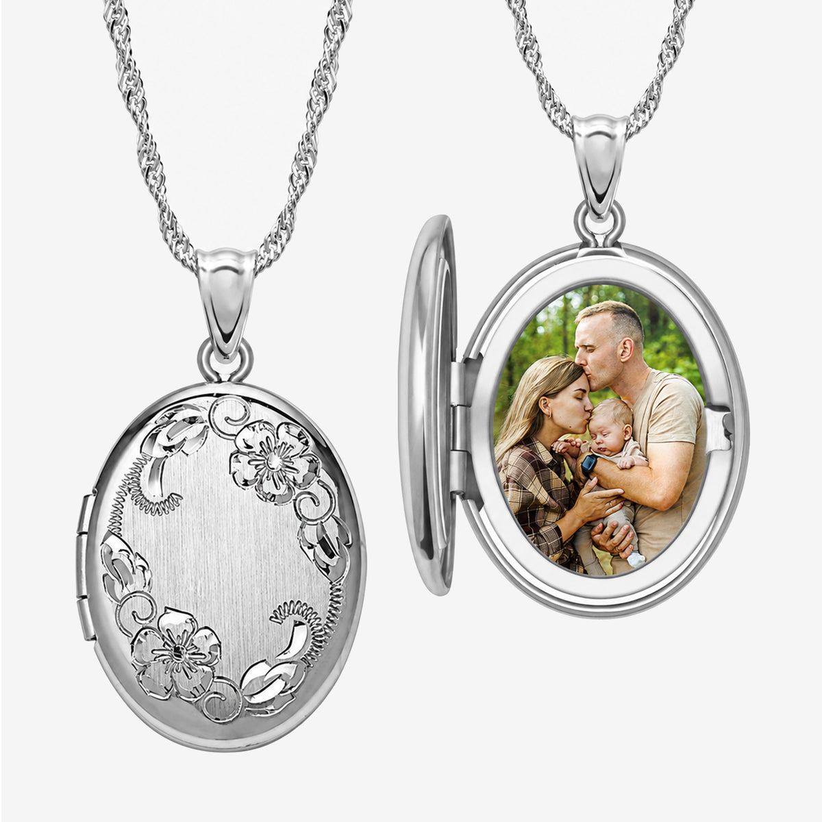 Floral Oval Photo Locket