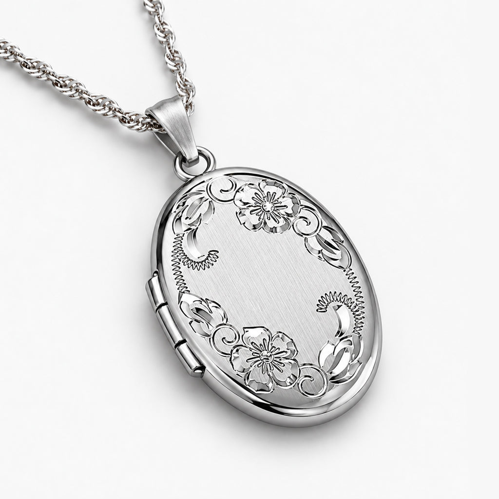Floral Oval Photo Locket