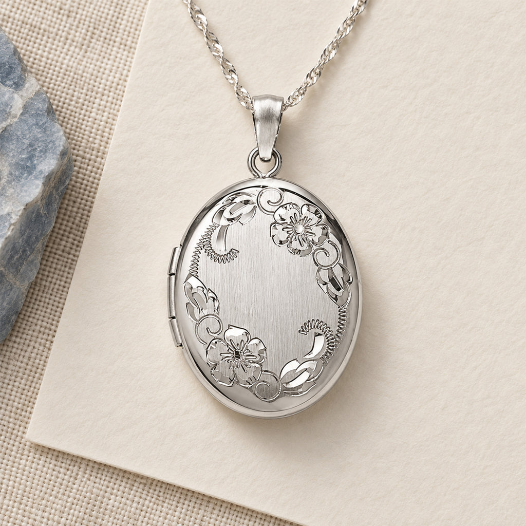 Floral Oval Photo Locket - lifestyle