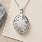Floral Oval Photo Locket - lifestyle