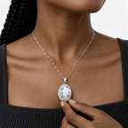 Oval Photo Locket - on model
