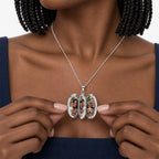 Oval Four Photo Locket - on model