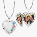 Enameled Flower Heart Photo Locket