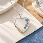 Enameled Flower Heart Photo Locket - lifestyle