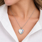 Enameled Flower Heart Photo Locket - on model