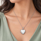Double Heart Photo Locket - on model