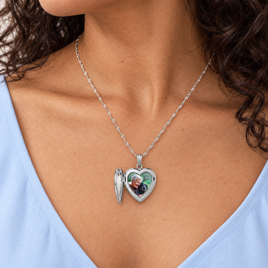 Double Heart Photo Locket - on model