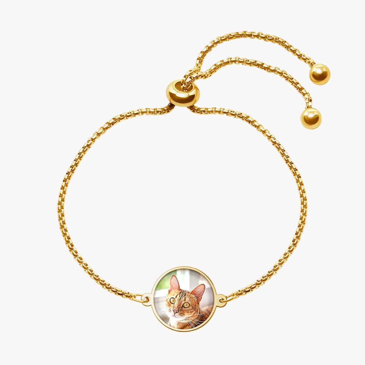 Adjustable Round Photo Engraved Bracelet