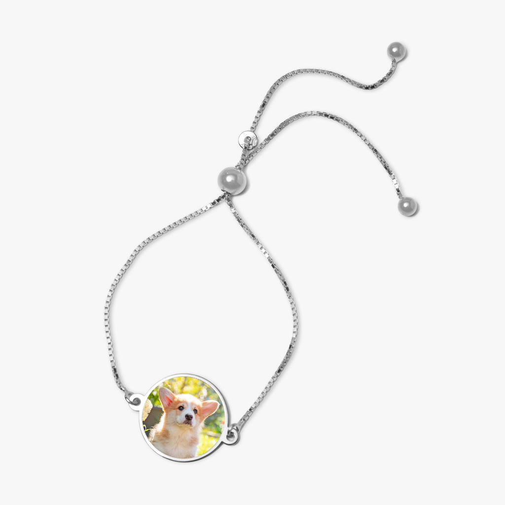 Adjustable Round Photo Engraved Bracelet