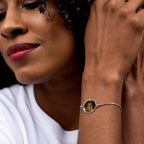 Adjustable Round Photo Engraved Bracelet - on model