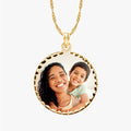 Round Photo Engraved Pendant with Diamond Cut Edge