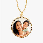 Round Photo Engraved Pendant with Diamond Cut Edge