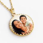 Round Photo Engraved Pendant with Diamond Cut Edge