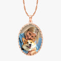 Oval Photo Engraved Pendant with Diamond Cut Edge