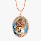 Oval Photo Engraved Pendant with Diamond Cut Edge