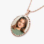 Oval Photo Engraved Pendant with Diamond Cut Edge