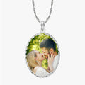 Oval Photo Engraved Pendant with Diamond Cut Edge