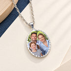 Oval Photo Engraved Pendant with Diamond Cut Edge - lifestyle