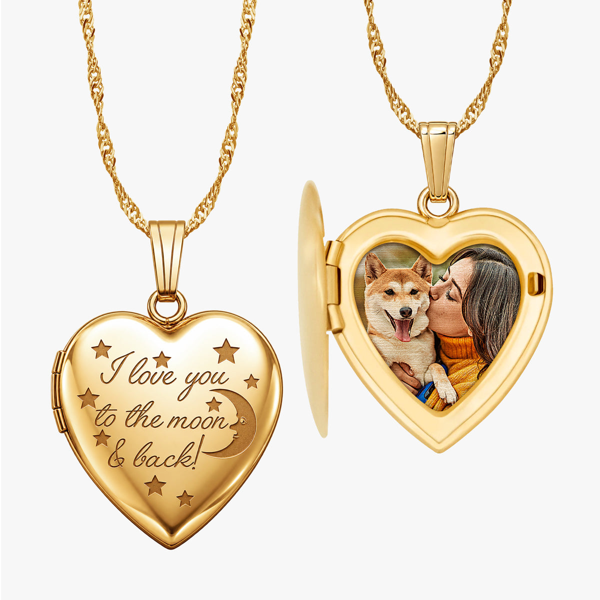 14K Gold-Filled To The Moon & Back Heart Photo Locket