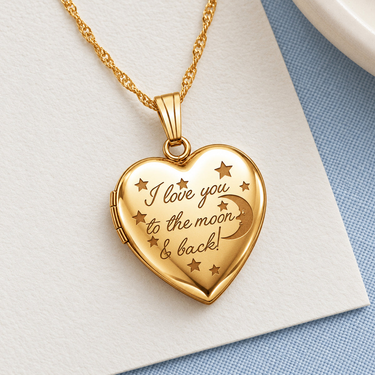 14K Gold-Filled To The Moon & Back Heart Photo Locket - lifestyle