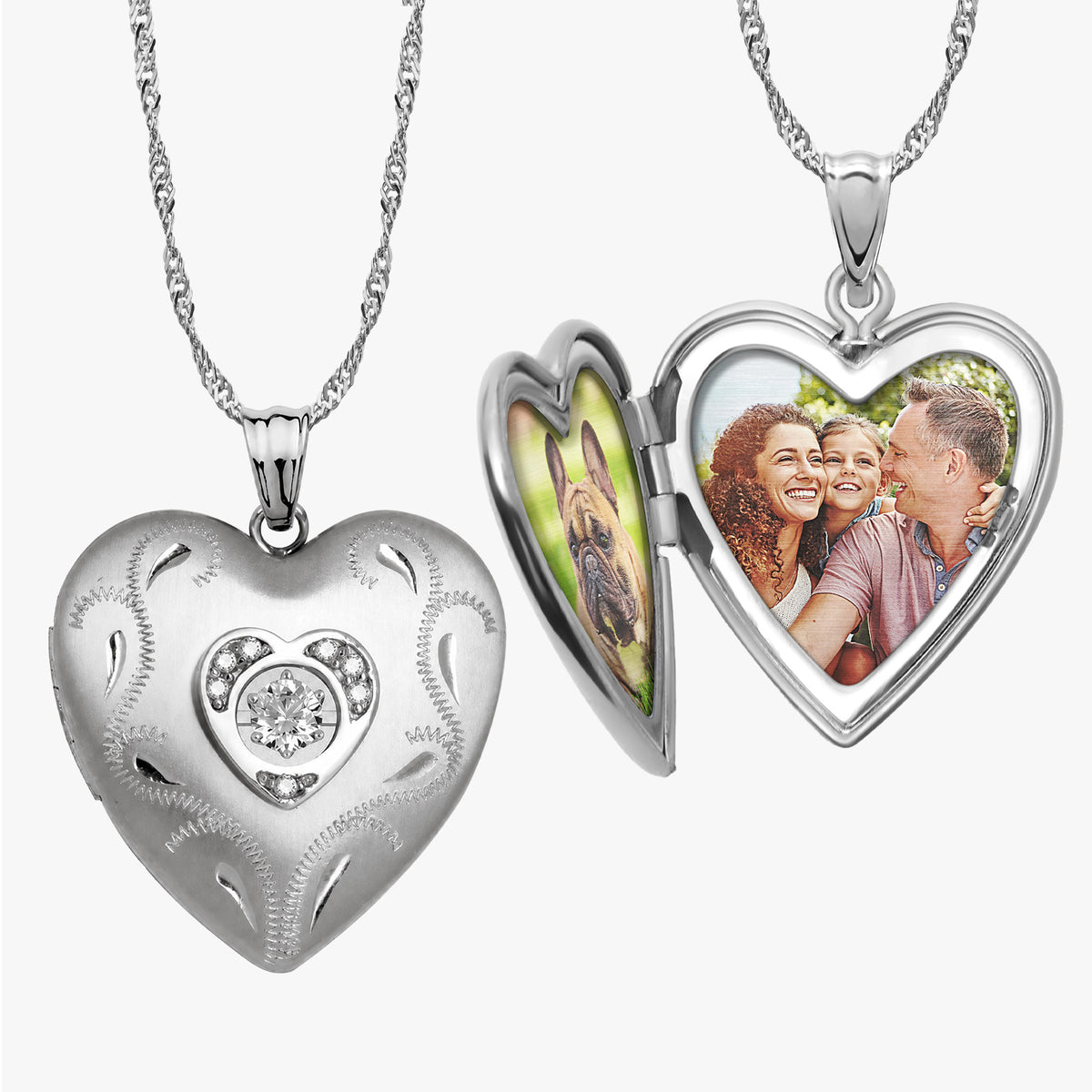Dancing Diamond Heart Photo Locket