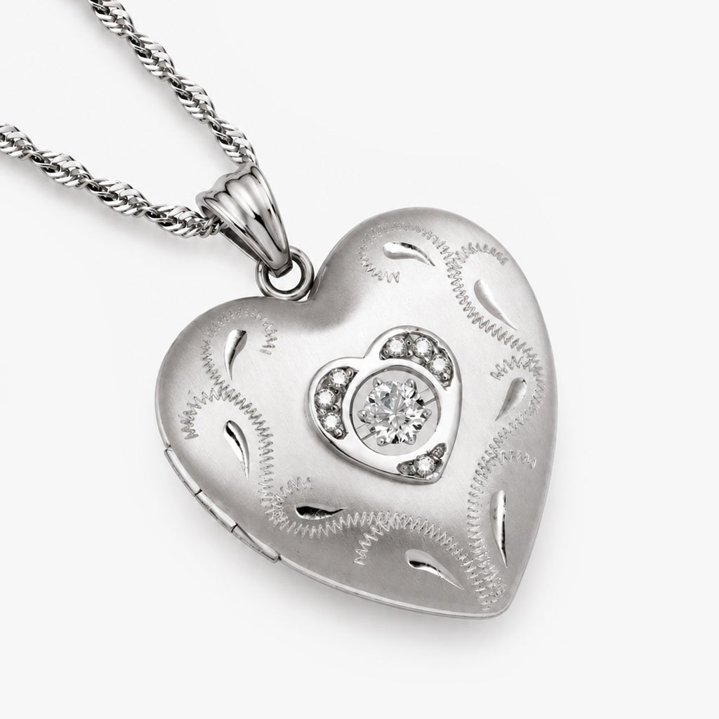 Dancing Diamond Heart Photo Locket