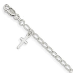 Sterling Silver Cross Charm Children's Bracelet