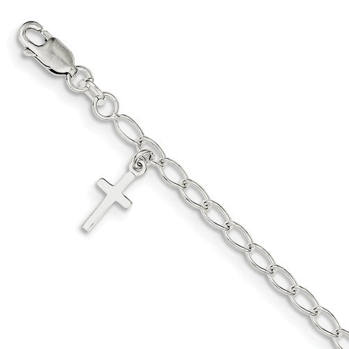 Sterling Silver Cross Charm Children's Bracelet