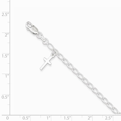 Sterling Silver Cross Charm Children's Bracelet