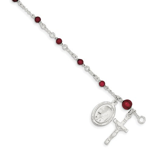 Children's Garnet Rosary Bead Bracelet