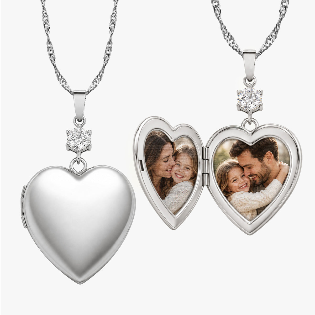 Sweetheart Cubic Zirconia Accent Heart Photo Locket
