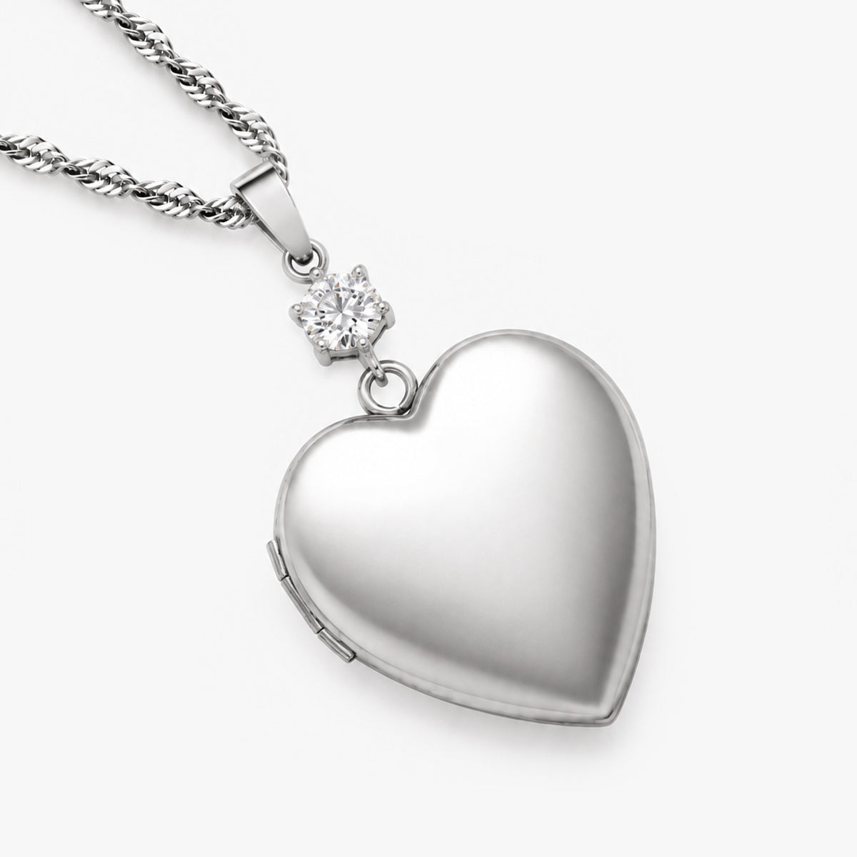 Sweetheart Cubic Zirconia Accent Heart Photo Locket