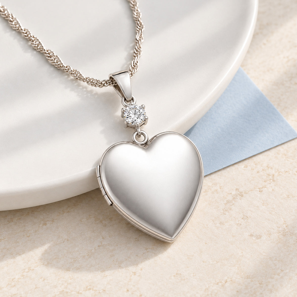 Sweetheart Cubic Zirconia Accent Heart Photo Locket - lifestyle
