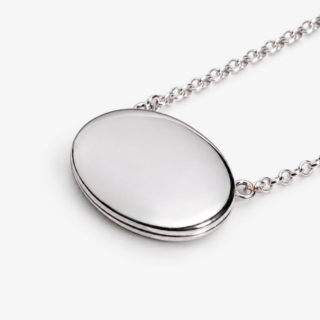 Sideways Plain Oval Photo Locket with Chain Included