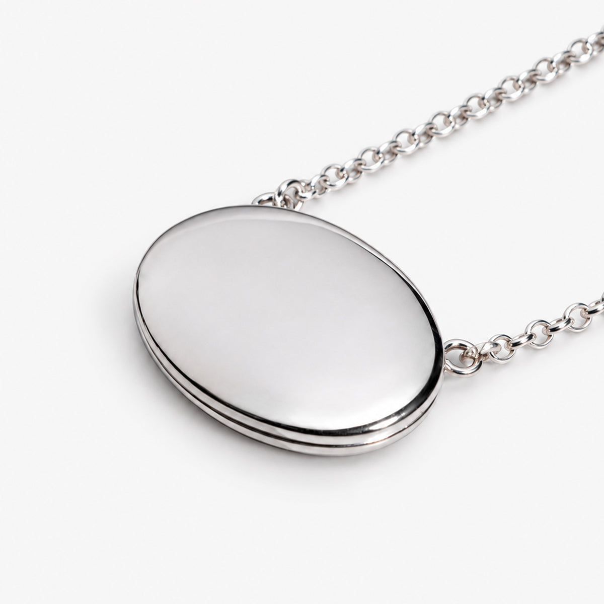 Sideways Plain Oval Photo Locket with Chain Included