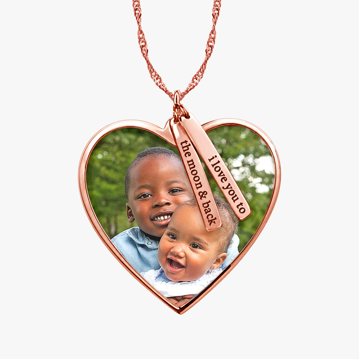 Heart Photo Pendant with Personalized Name Tags