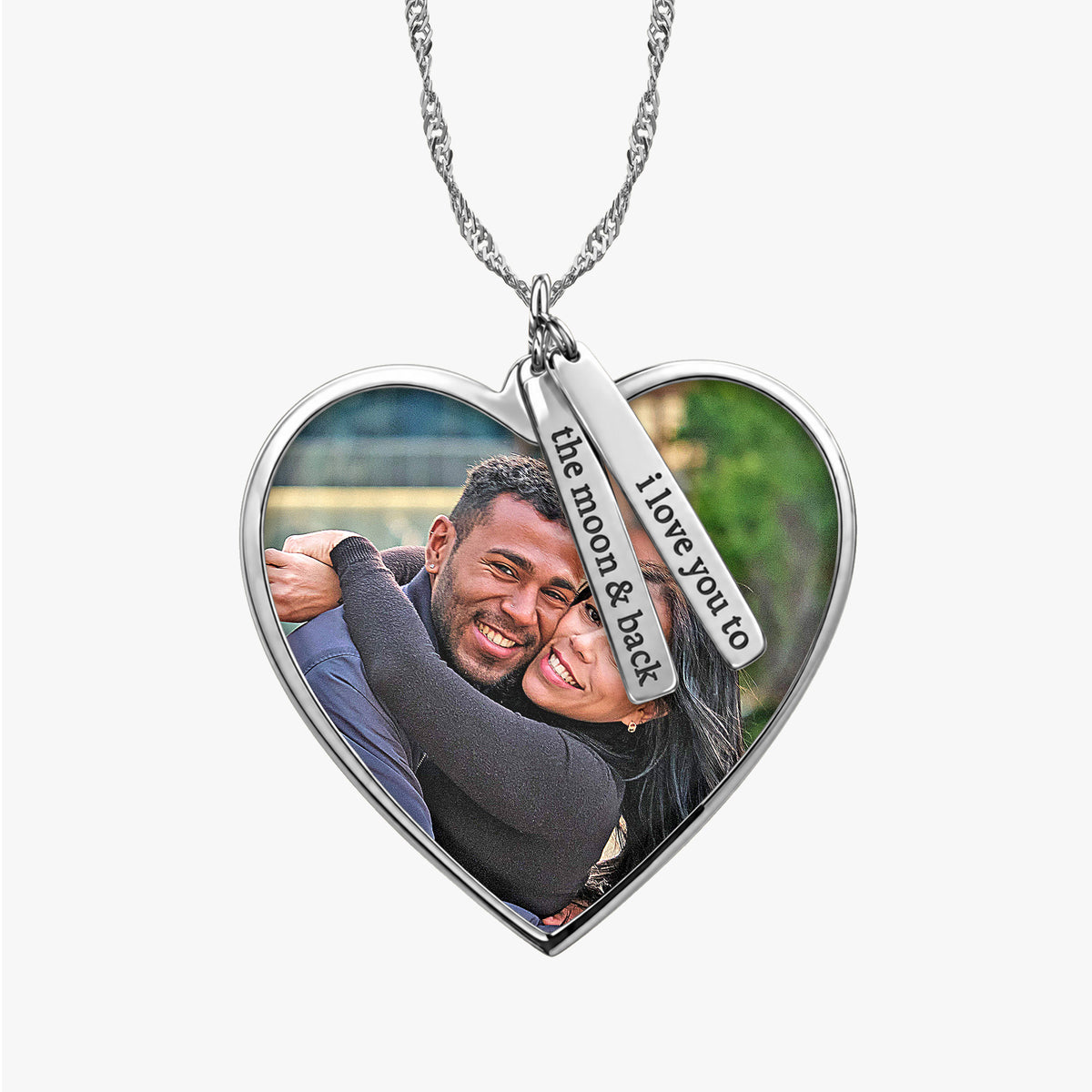 Heart Photo Pendant with Personalized Name Tags