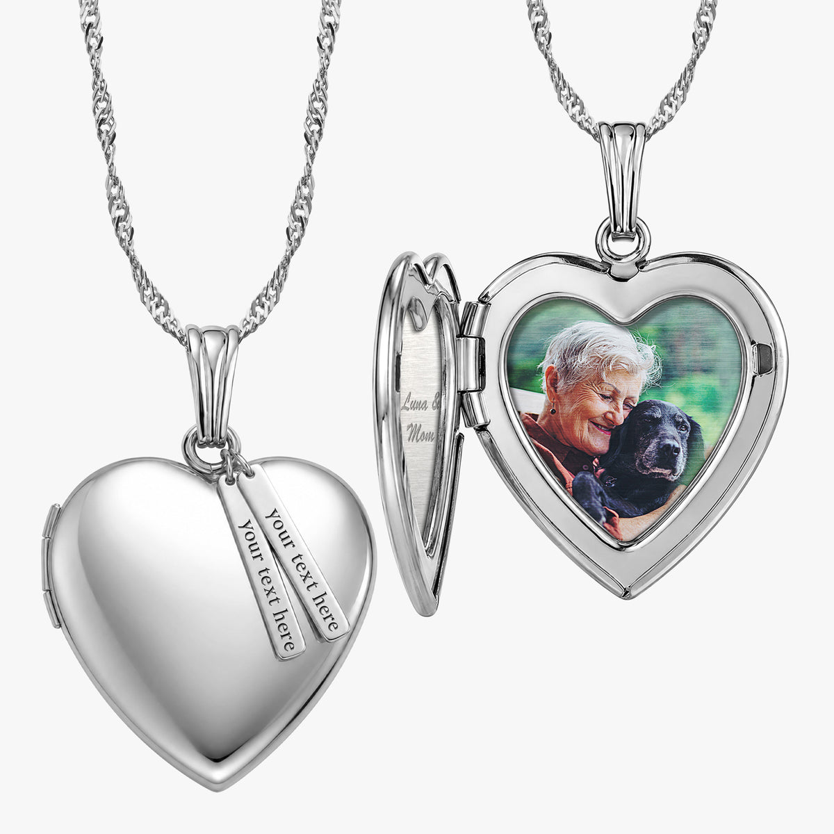 Heart Photo Locket with Personalized Tabs