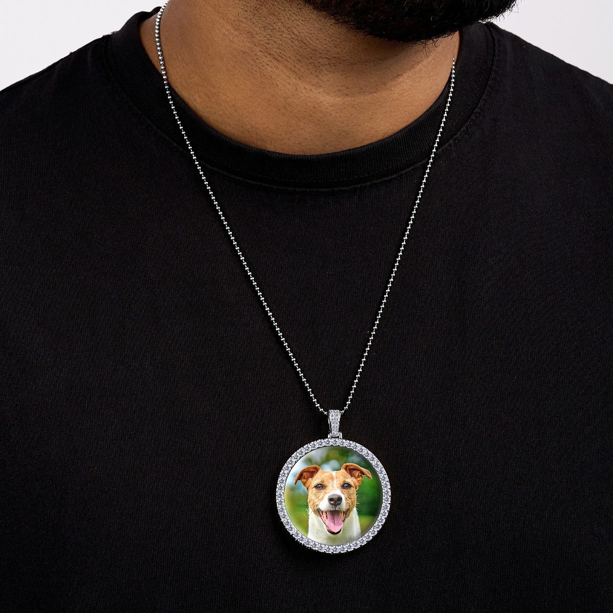 XL Cubic Zirconia Photo Engraved Pendant