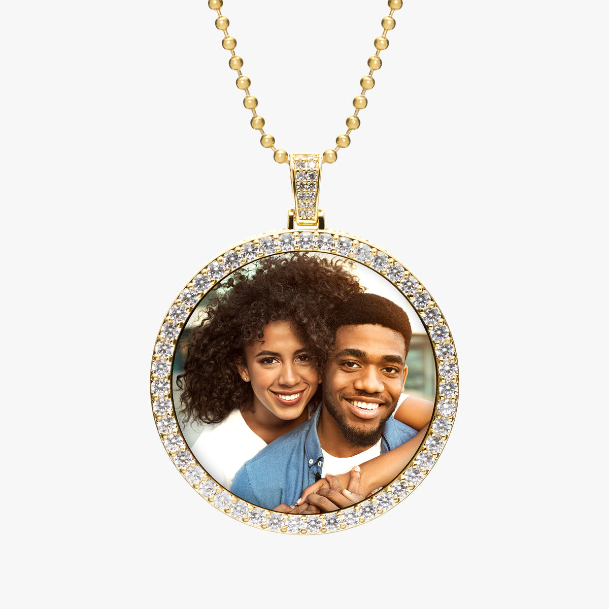 XL Cubic Zirconia Photo Engraved Pendant