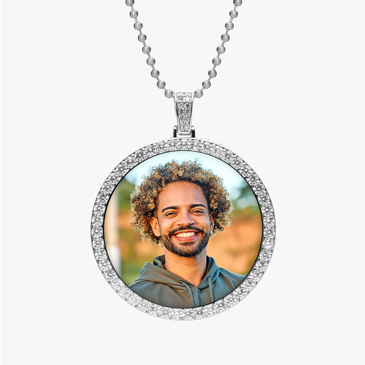 XL Cubic Zirconia Photo Engraved Pendant