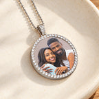 XL Cubic Zirconia Photo Engraved Pendant - lifestyle