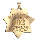 Gold Oakland Police badge with the lighter engraved lettering sample. (PG93482, secondary photo 2)