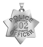 Silver Oakland Police badge with its alternate engraved finish. (PG93482, secondary photo 3)