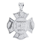 Silver firefighter badge pendant engraved for a wife (PG93748, secondary photo 2)