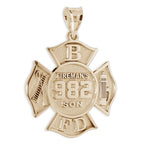 Gold firefighter badge pendant engraved for a son (PG93748, secondary photo 5)